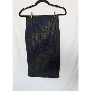 ASTR Black and Blue Metallic Bodycon Pencil Skirt